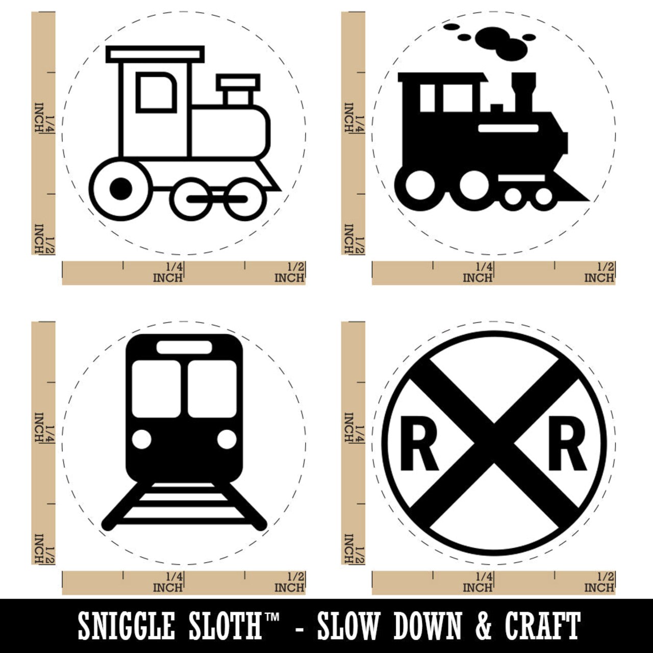 Railroad Crossing Trains Tracks Rubber Stamp Set for Stamping Crafting Planners